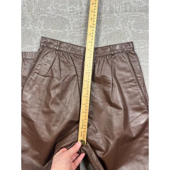 Vintage Avanti Brown Leather High Rise Slim Pants Womens 8 Made In Korea - Picture 5 of 8